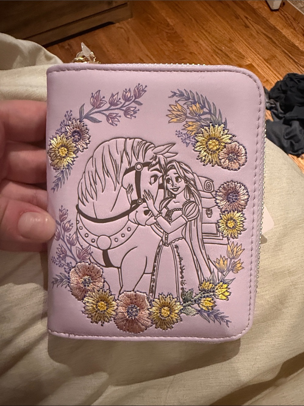 TANGLED NEW WITH TAGS Lilac Zip Wallet with Floral Princess Horse Design